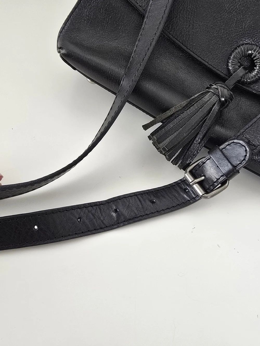 Patricia Nash Mollia Leather Top Handle Satchel Black Tassel